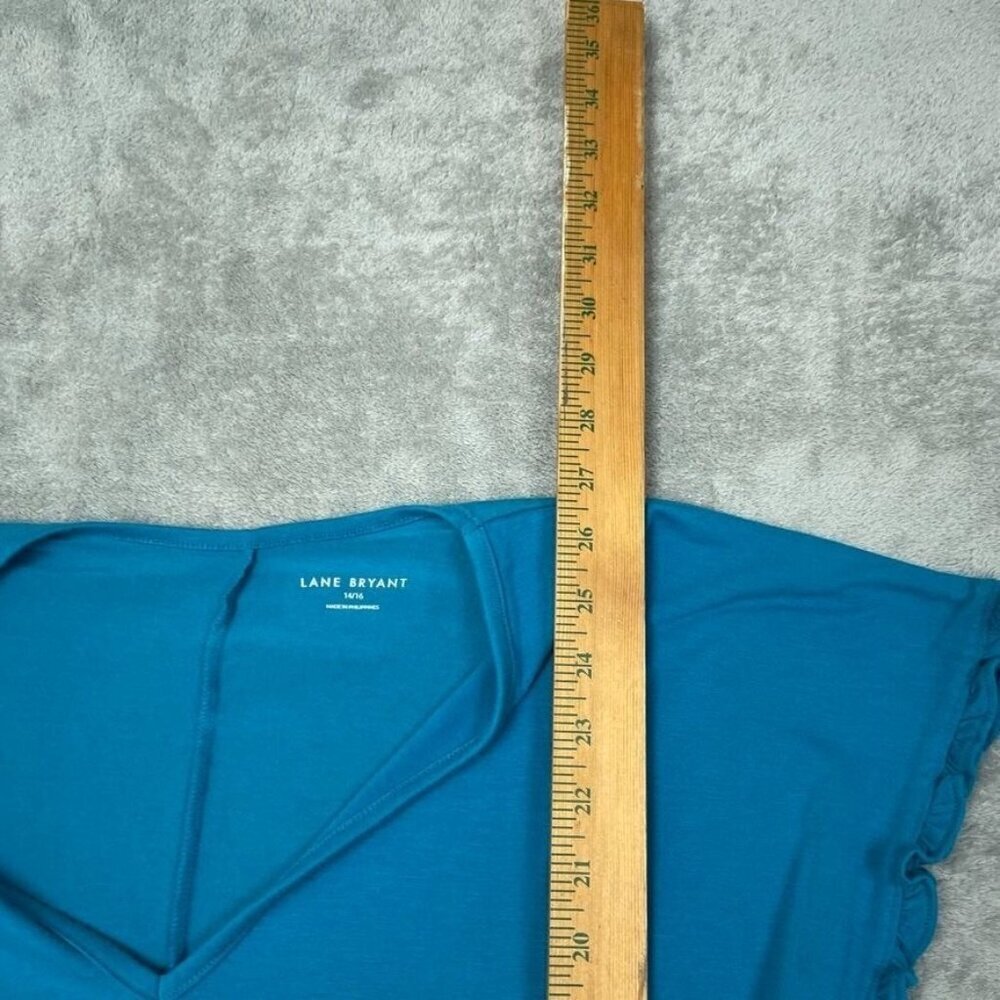 Lane Bryant Womens Blue Peplum Top 14/16 Polyester/Rayon/Spandex 6715 - Picture 3 of 7
